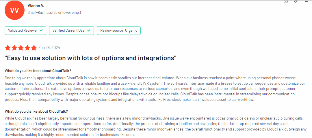 CloudTalk Testimonials 2