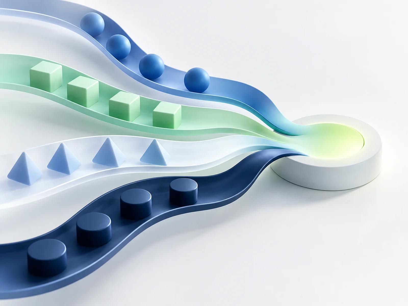 Abstract channel pathways leading toward a campaign destination.