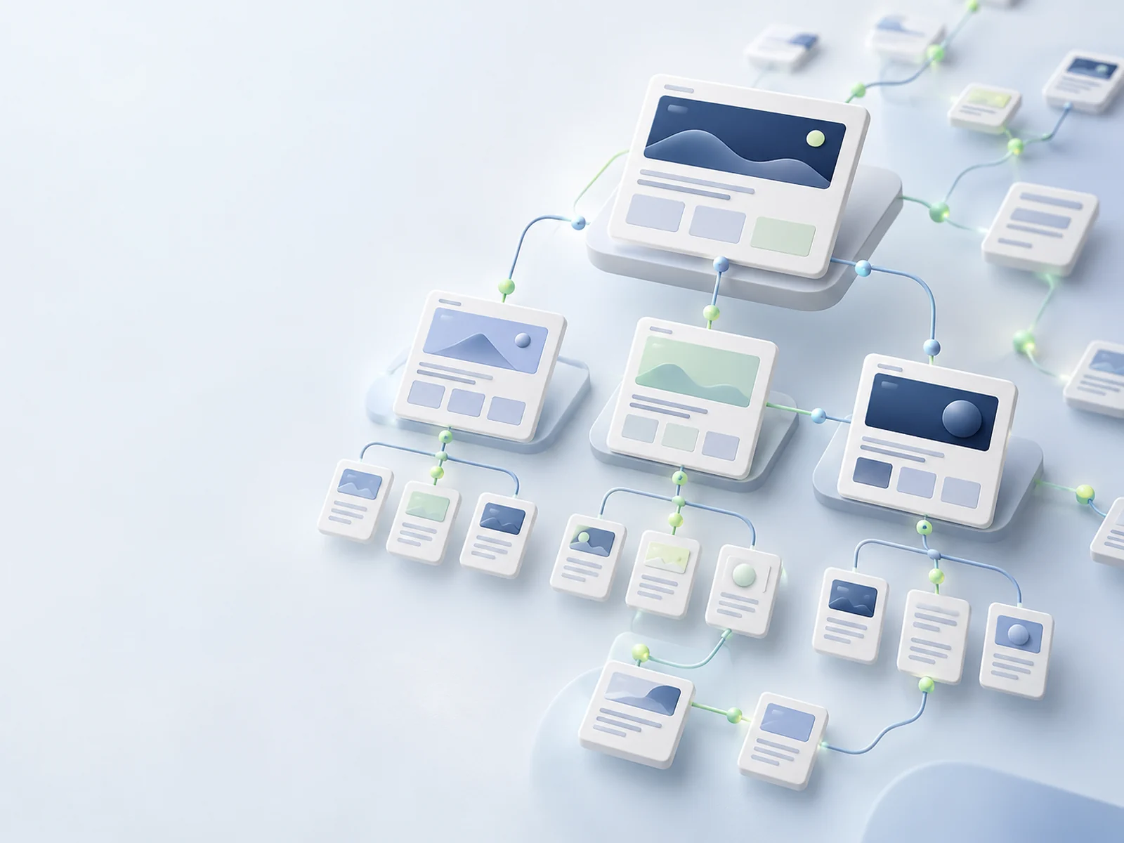 Illustration of interconnected content and site structure for SaaS SEO.